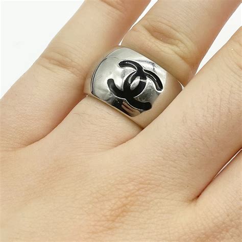 chanel symbol ring|chanel logo ring silver.